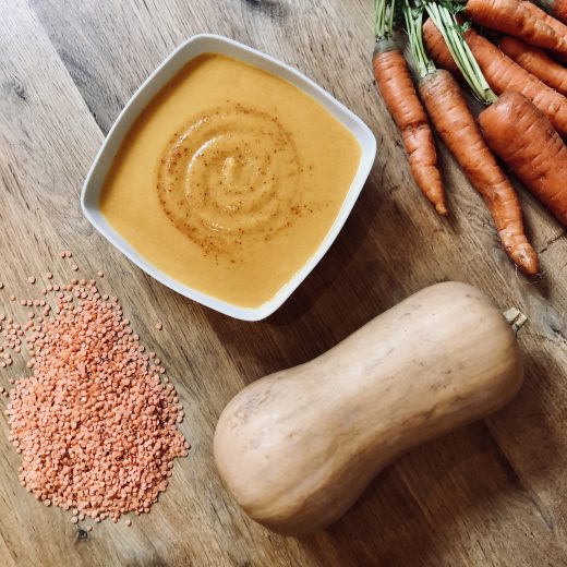 soupe vitamiines lentilles corail butternut et carottes